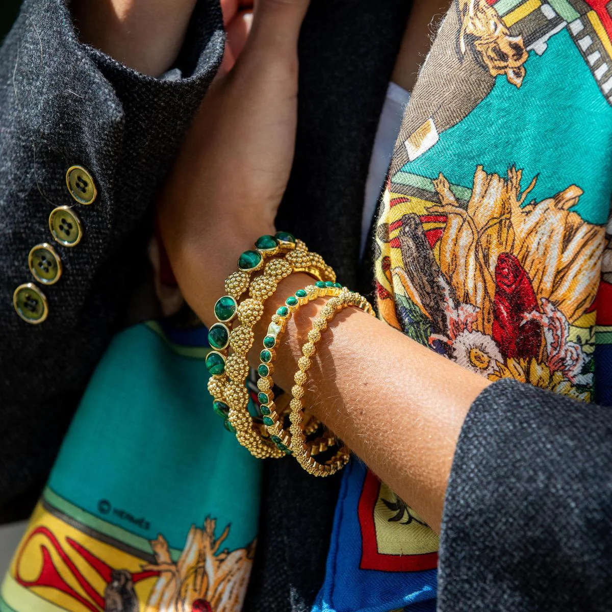 Berry Eternity Hinged Bangle - Gold - Image 7