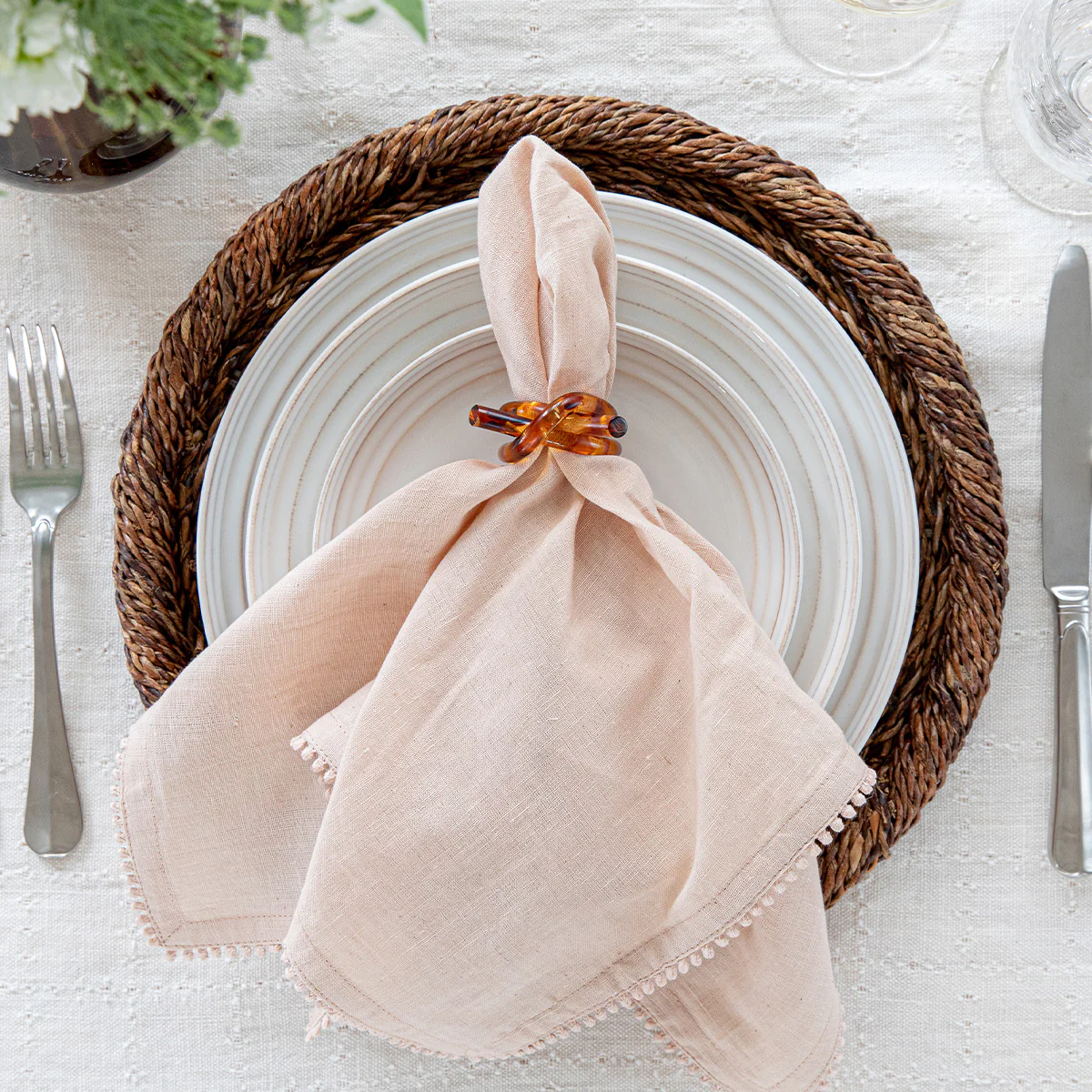 Berry Trim Napkin Set/4 - Blush - Image 4