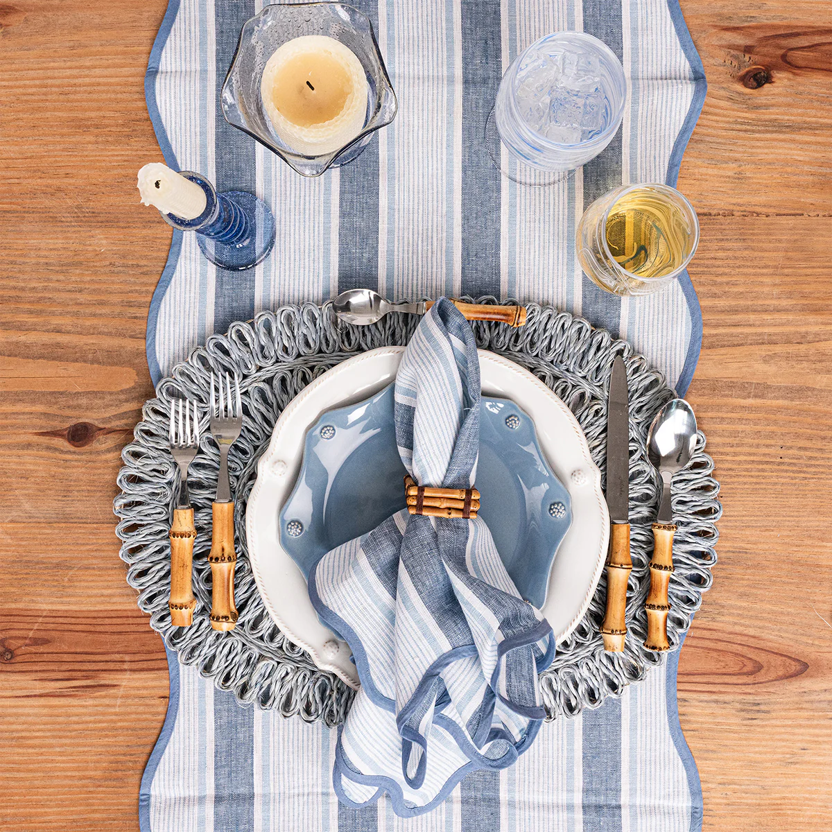 Cabana Stripe 18" x 90" Table Runner - Ocean - Image 3