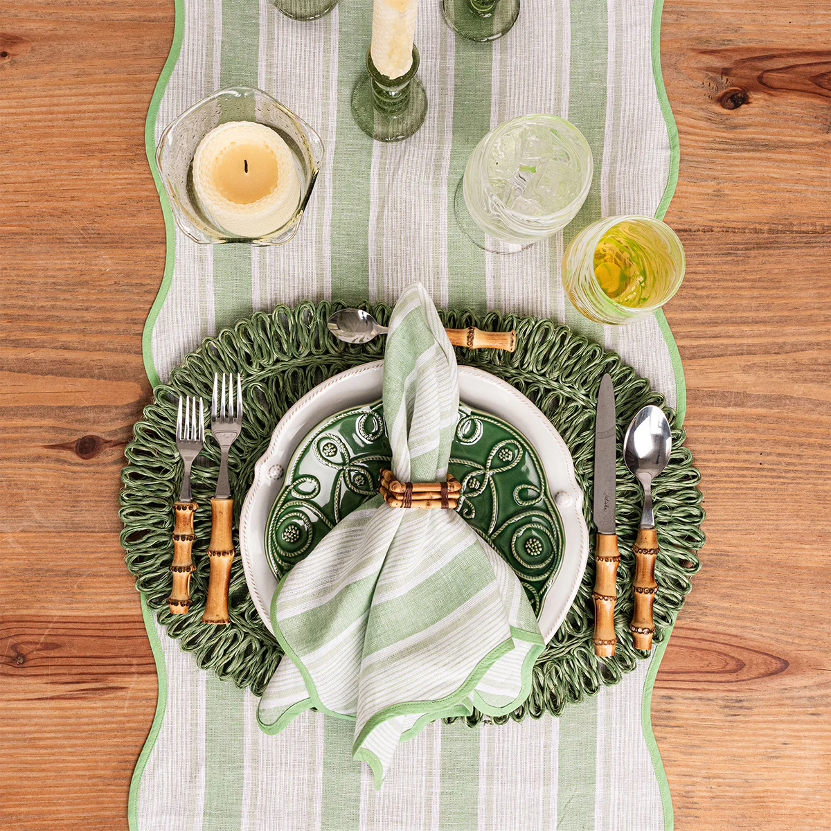 Cabana Stripe 18" x 90" Table Runner - Seagrass - Image 3