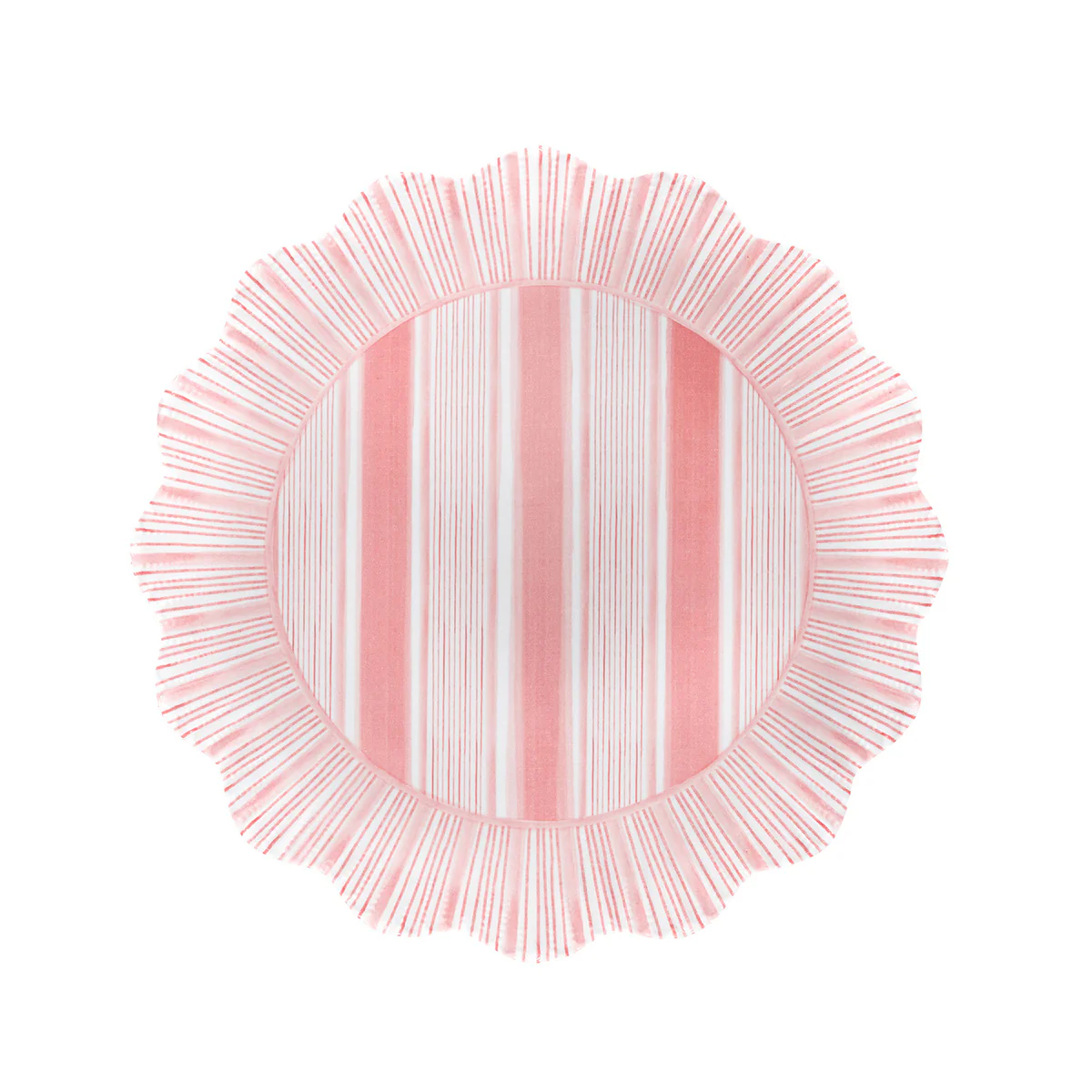 Cabana Stripe Melamine Dessert/Salad Plate Set/4 - Coral - Image 3