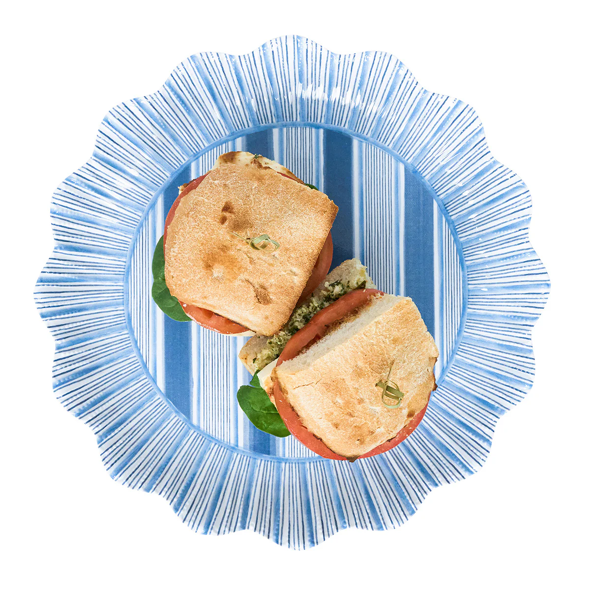 Cabana Stripe Melamine Dinner Plate Set/4 - Ocean - Image 3