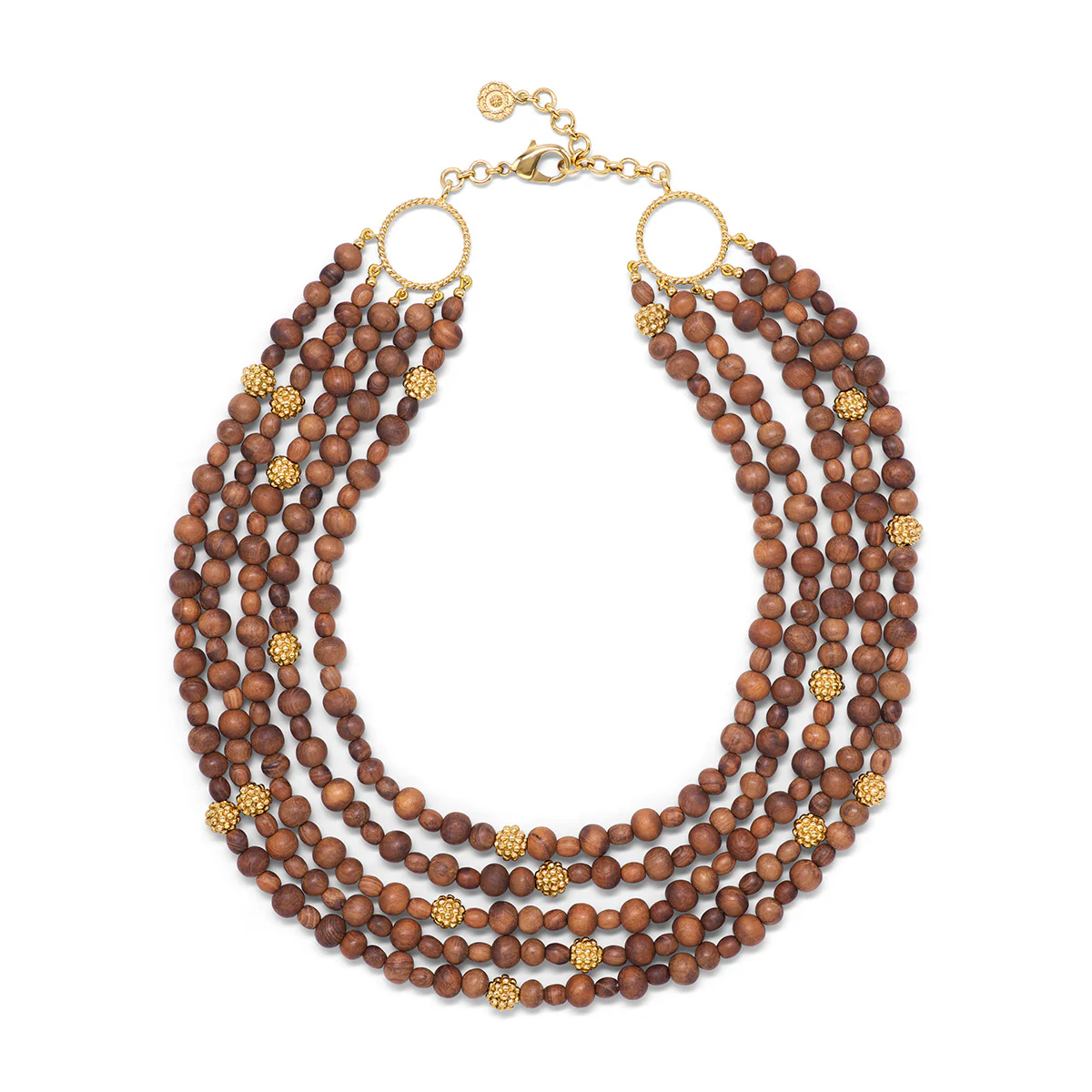 Earth Goddess Beads 5-Strand Necklace, 18"+2'' - Teak - Image 3
