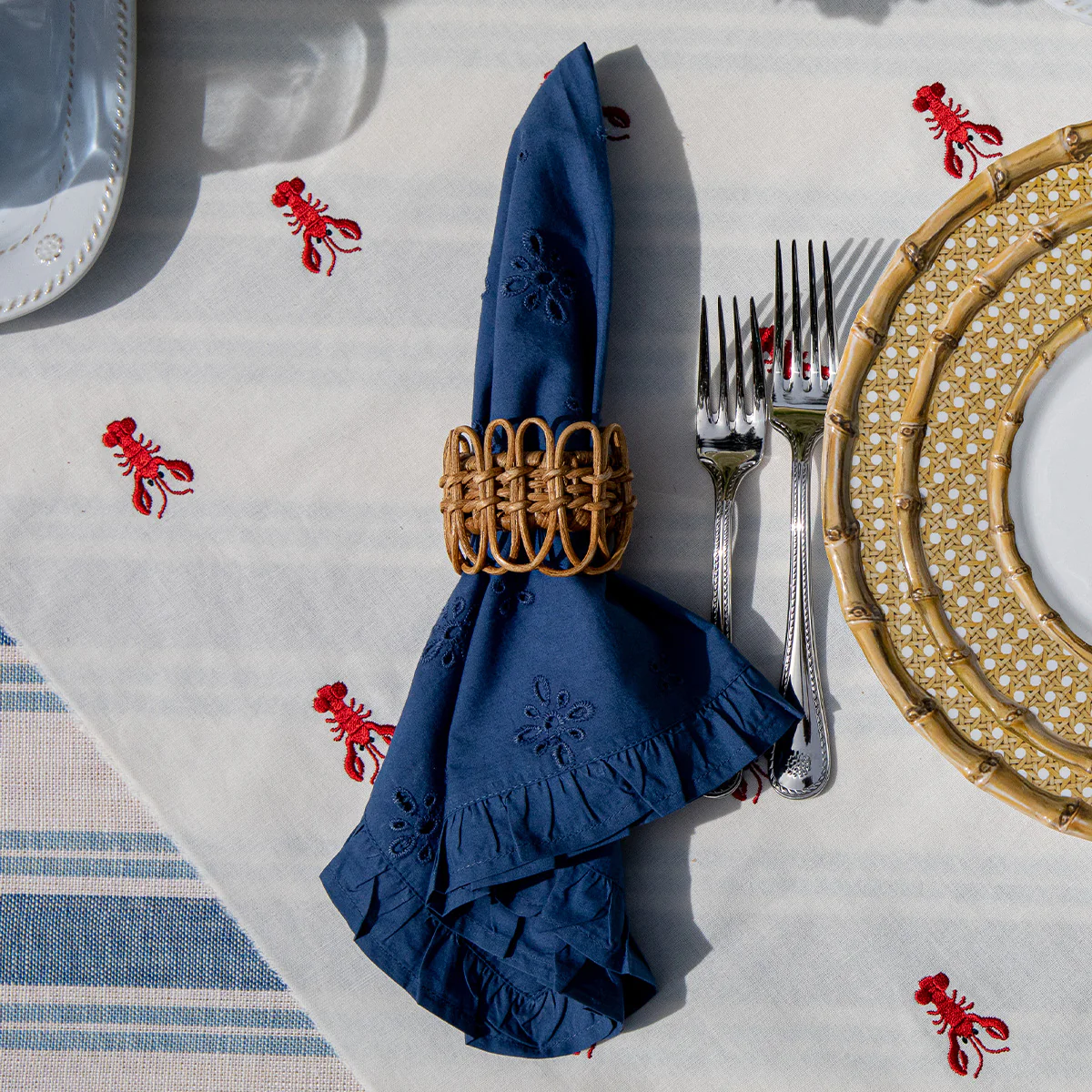 Eyelet Napkin Set/4 - Navy - Image 4