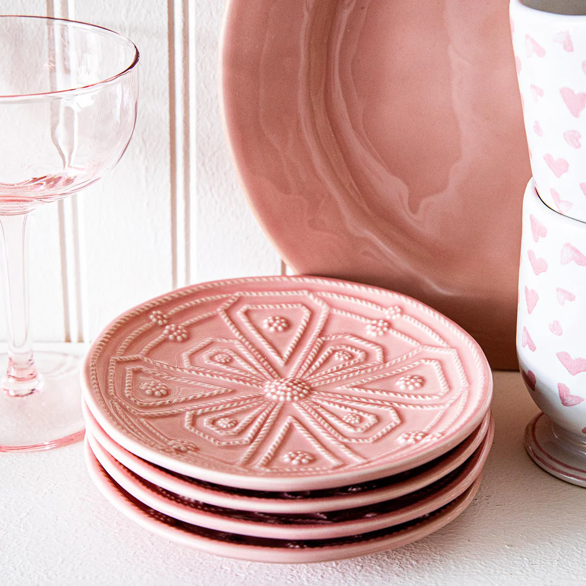 Jardins du Monde Side/Cocktail Plate Assorted Set/4 - Blush - Image 4