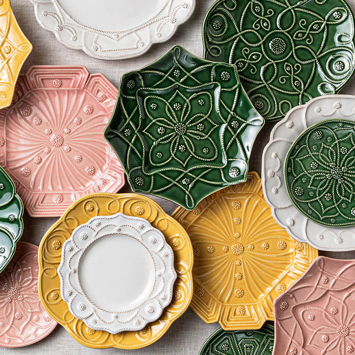 Jardins du Monde Side/Cocktail Plate Assorted Set/4 - Blush - Image 7