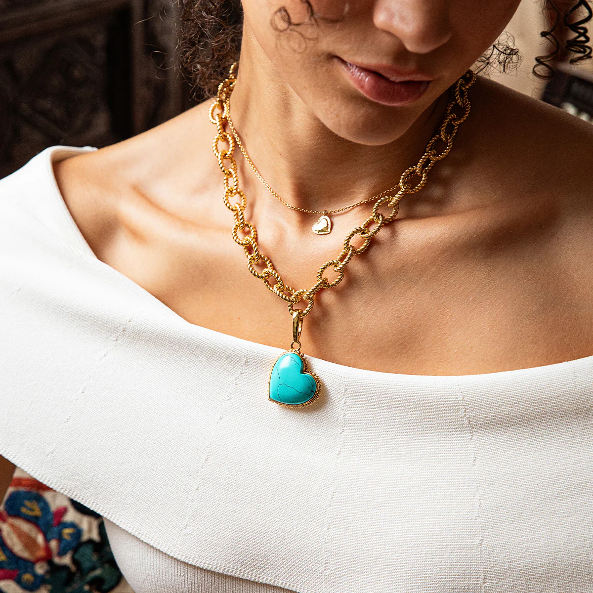 Love Gem Charm/Pendant- Turquoise - Image 4