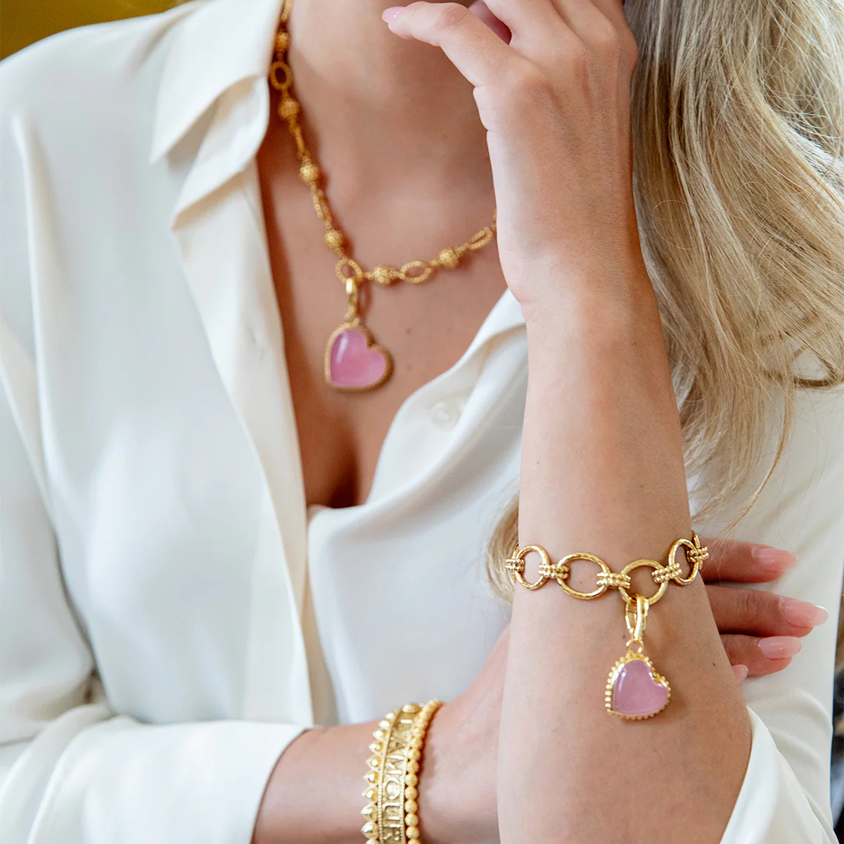 Love Gem Medium Charm/Pendant - Pink - Image 4