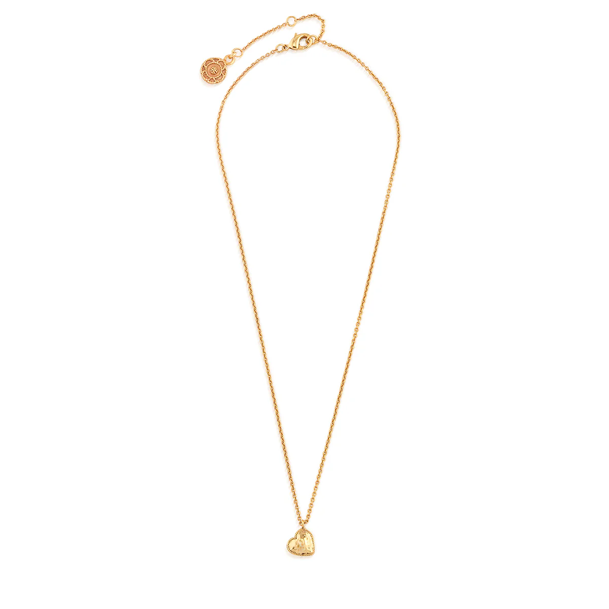 Love Heart Charm Necklace, 16"+2" - Gold - Image 3
