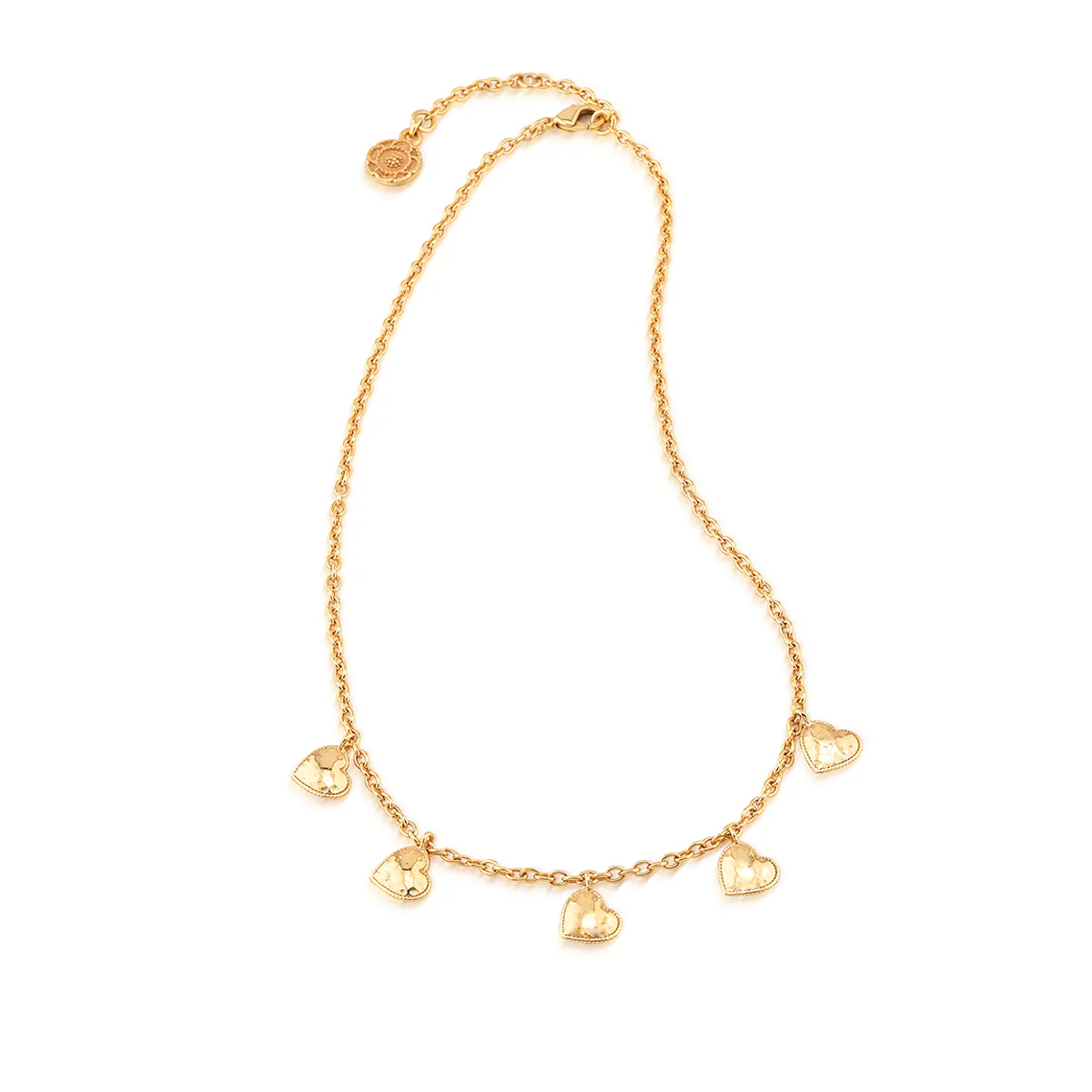 Love Heart Multi-Station Necklace, 16"+2" - Gold - Image 4