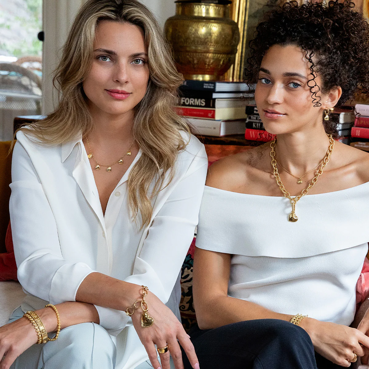 Love Heart Multi-Station Necklace, 16"+2" - Gold - Image 6