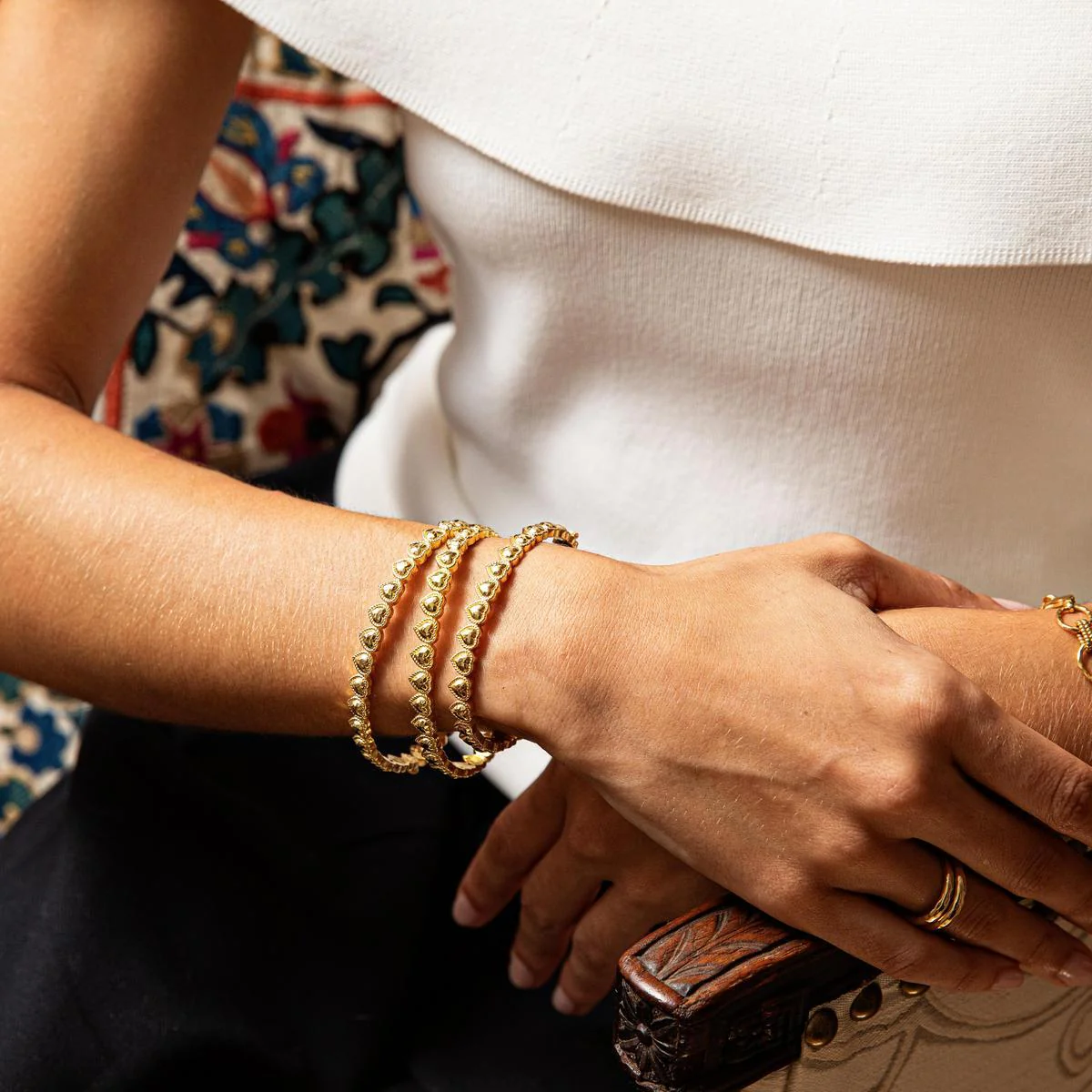 Love Petite Hinged Bangle - Gold - Image 4