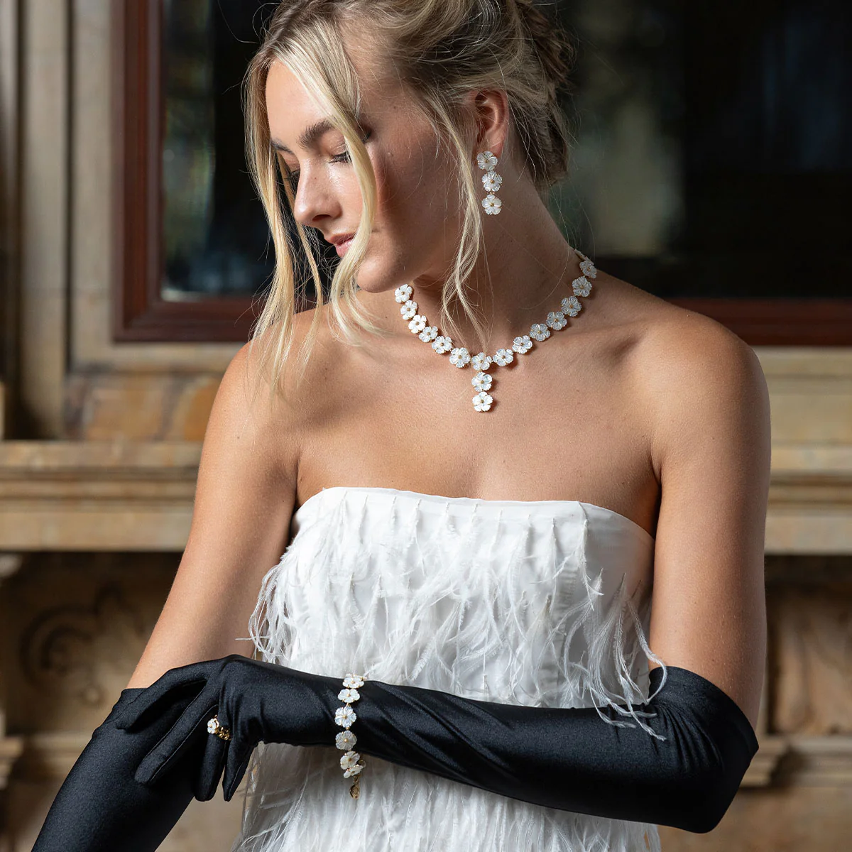 Mermaid Garden Petite Riviere Bracelet, 7" - MOP - Image 5