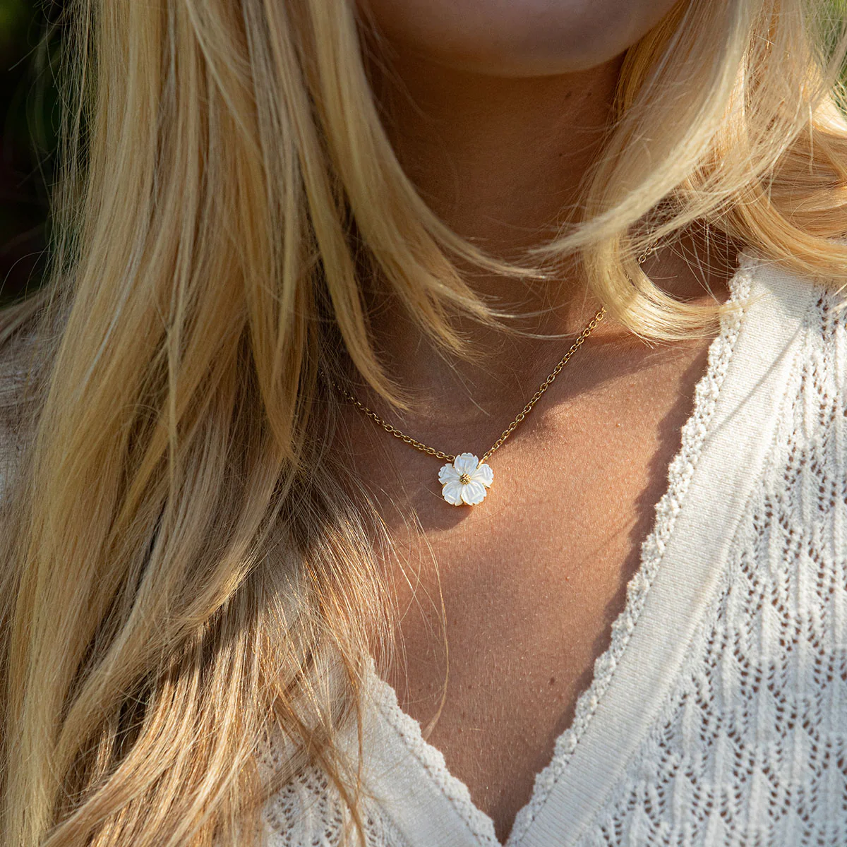 Mermaid Garden Petite Station Necklace, 16" - MOP - Image 4