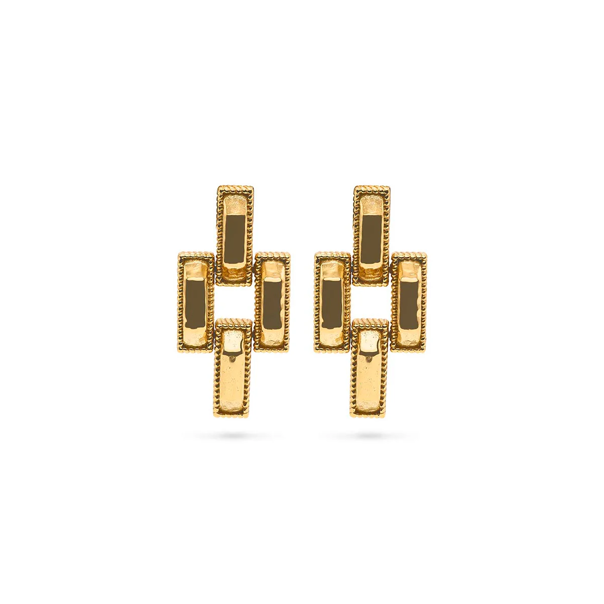 Pathway Post Small Link Earrings - Gold - Image 4
