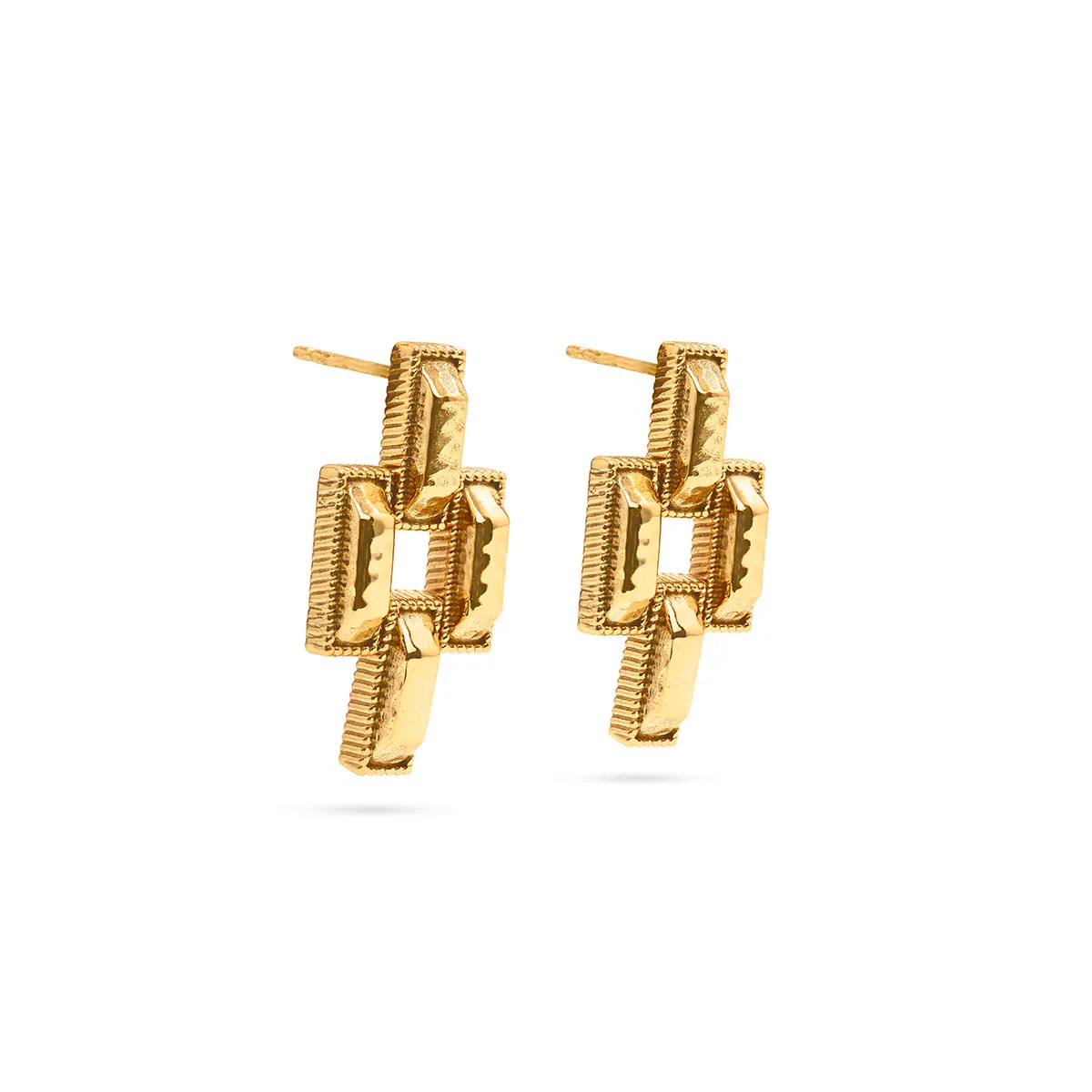 Pathway Post Small Link Earrings - Gold - Image 5