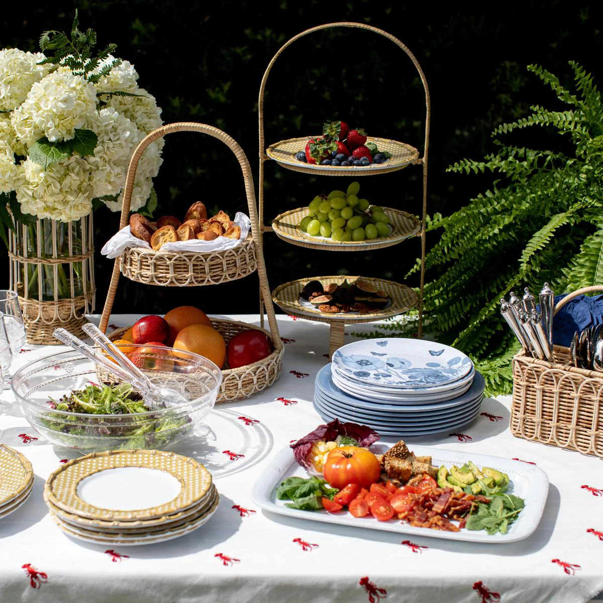 Provence Rattan Triple Tiered Server - Whitewash - Image 4