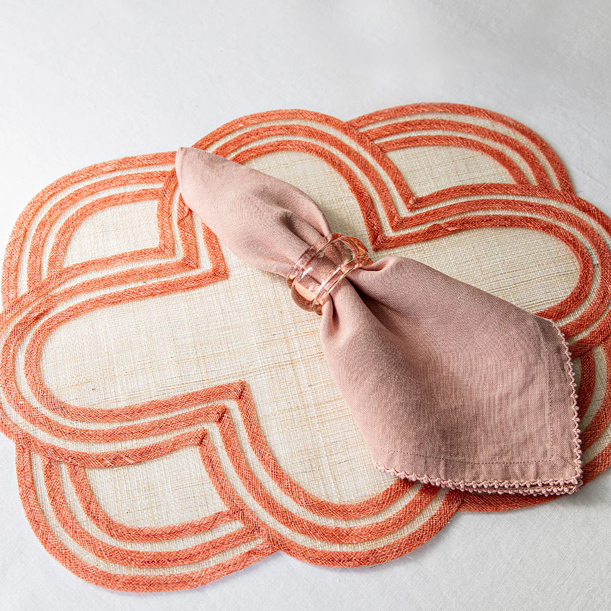 Scallop Stripe Placemat - Coral - Image 3